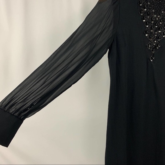 Tibi Black Silk Beaded Shift Dress 2 - Picture 3 of 10
